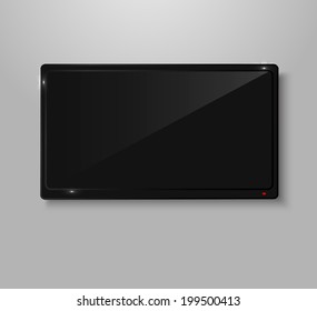TV set  hanging on the wall, vector illustration
