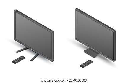 TV set. Home television. Isometric colored vector Illustration. Isolated on white background. 