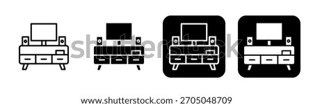Tv Set Icon Line and Black Fill Style Collection