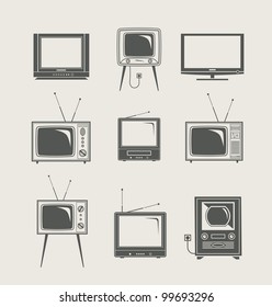 Tv Set Icon New And Vintage Vector Illustration
