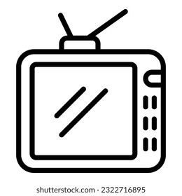 Tv set icon outline vector. Old television. Video antenna
