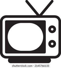 Icono de conjunto de televisión en ilustración vectorial. Imagen del pictograma del logotipo de la televisión clásica

