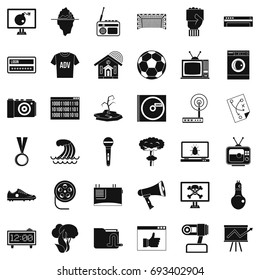 TV set icons set. Simple style of 36 tv set vector icons for web isolated on white background