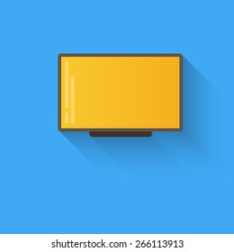 TV set illustration in flat style with long shadow. Scalable vector eps illustration.