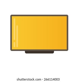 TV set illustration in flat style with long shadow. Scalable vector eps illustration.