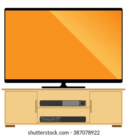 TV Set : LCD TV on tv table with dvd player