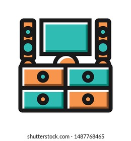 Tv set line icon logo design