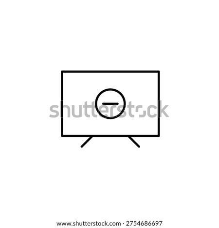 TV set and minus. Subscription cancelled, media unavailable. Pixel perfect, editable stroke vector icon
