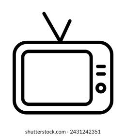 tv set outline vector icon isolated on white background. tv set line icon for web, mobile and ui design.