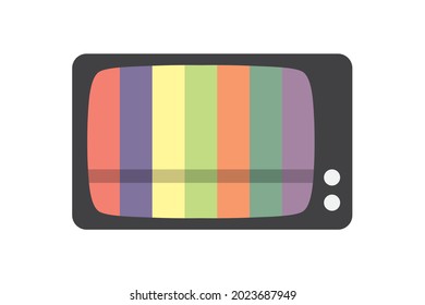 TV Set With Pastel No Signal Color Bars Isolated On White Background