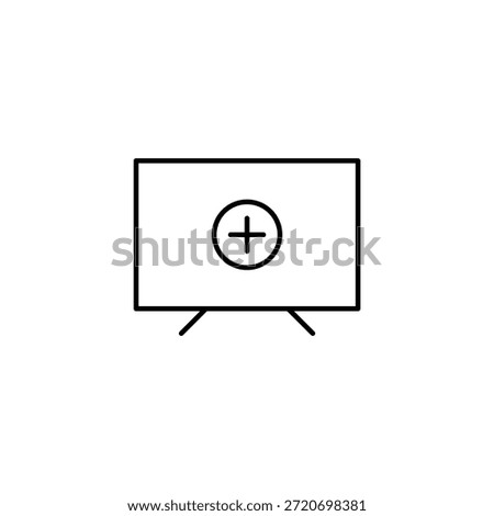 TV set and plus. Channels added, new user profile. Pixel perfect, editable stroke vector icon