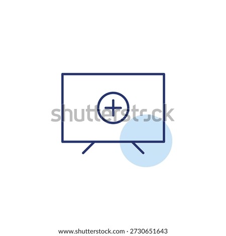 TV set and plus. Channels added, new user profile. Pixel perfect, editable stroke vector icon