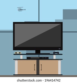 Televisión instalada en la sala de recreo