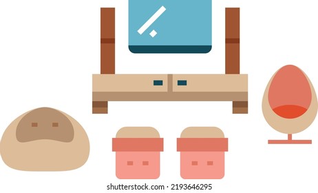 Tv set and seating places. Living room furniture