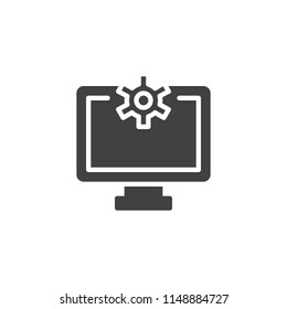 TV Settings vector icon. filled flat sign for mobile concept and web design. Monitor with magnifier simple solid icon. Symbol, logo illustration. Pixel perfect vector graphics
