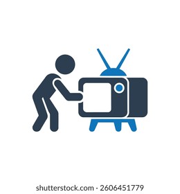 TV Setup Icon On White Background