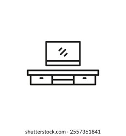 TV shelf icon in thin line style vector illustration graphic design