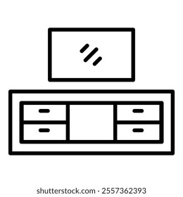 TV shelf icon in thin line style vector illustration graphic design