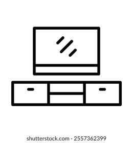 TV shelf icon in thin line style vector illustration graphic design