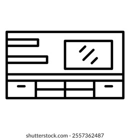 TV shelf icon in thin line style vector illustration graphic design