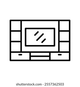 TV shelf icon in thin line style vector illustration graphic design