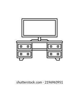 TV shelves icon in line style icon, isolated on white background