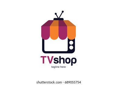 TV Shop Logo Template Design Vector, Emblem, Design Concept, Creative Symbol, Icon