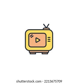 tv muestra iconos de línea delgada. Ilustración vectorial aislada en blanco. Trazo editable.