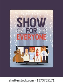 TV show vector video channel news broadcast entertainment production illustration 