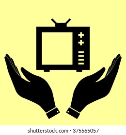 TV sign. Flat style icon vector illustration.