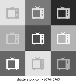 TV sign illustration. Vector. Grayscale version of Popart-style icon.