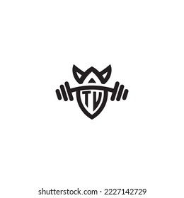 TV simple line fitness gym concept in high quality professional design that will print well across any print media