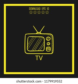 TV sketch vector icon