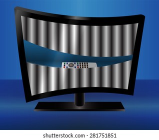 TV. TV with a smile. Vector illustration. The background color can be changed.
