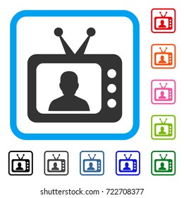 TV Speaker icon. Flat pictogram symbol inside a rounded rectangle. Black, gray, green, blue, red, orange color additional versions of TV Speaker vector. Designed for web and app interfaces.