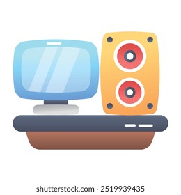 Icono del altavoz de la TV en estilo plano 
