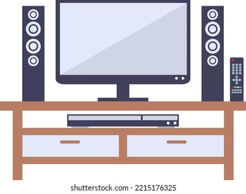 TV y altavoces TV stand y set interior