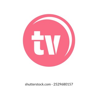 TV sport emblem or team logotype. Ball logo with a combination of Initial letter T and V for balls shop, sports company, training, club badge. Vector illustration.