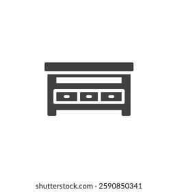 tv stand with drawers vector icon. filled flat sign for mobile concept and web design. TV Stand glyph icon. Symbol, logo illustration. Vector graphics