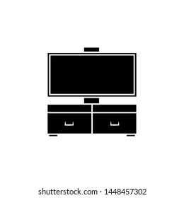 TV stand flat icon.You can be used TV stand icon for several purposes like: websites, UI, UX, print templates, presentation templates, promotional materials, web and mobile phone apps