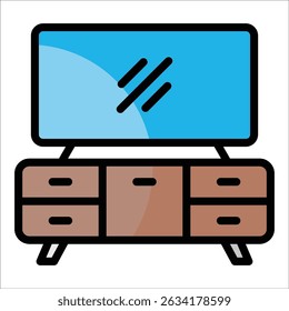Tv Stand Icon Element For Design