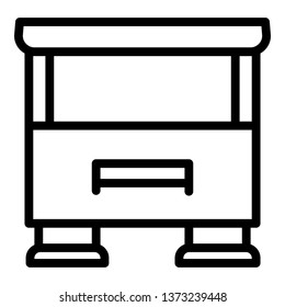 TV stand icon. Outline TV stand vector icon for web design isolated on white background