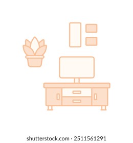 Icono de soporte de televisión listo para usar Ilustración vectorial
