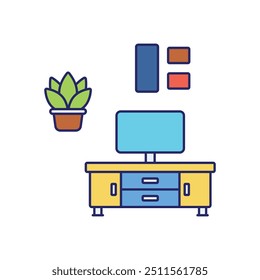 Ícone de suporte de TV pronto para usar ilustração vetorial