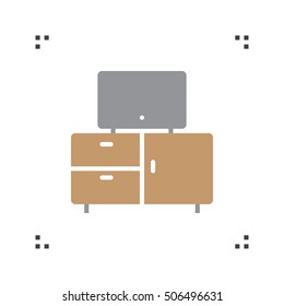 tv stand icon vector, solid flat sign, colorful pictogram isolated on white, logo illustration