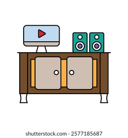 tv stand icon with white background vector stock illustration