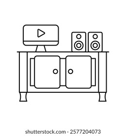 tv stand icon with white background vector stock illustration