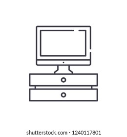 Tv with stand line icon concept. Tv with stand vector linear illustration, symbol, sign