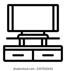 Icono de línea de base de televisión, monitores y concepto de TV, tv set on table vector sign on white Background, icono de estilo de contorno para el concepto móvil y diseño web. Gráficos vectoriales