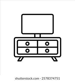 TV Stand Line Icons Design Elements Illustration